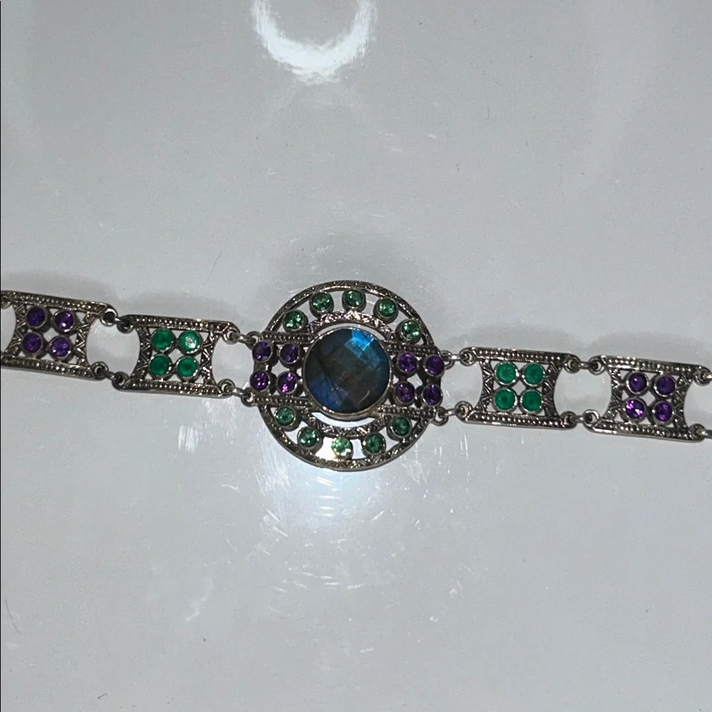NWOT Genuine Sterling Silver Multi Gemstone Bracelet By Designer Nicky Butler
